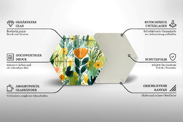 Glas Herdabdeckplatte Bemalte Blumen