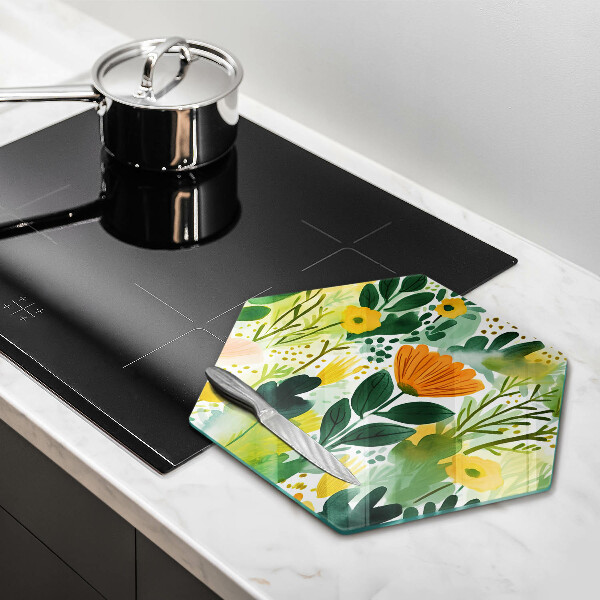 Glas Herdabdeckplatte Bemalte Blumen
