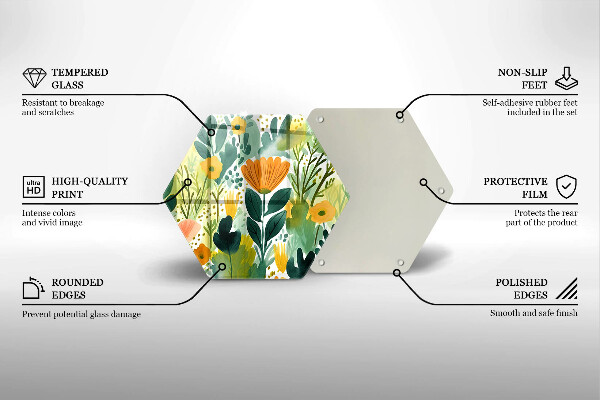 Glas Herdabdeckplatte Bemalte Blumen