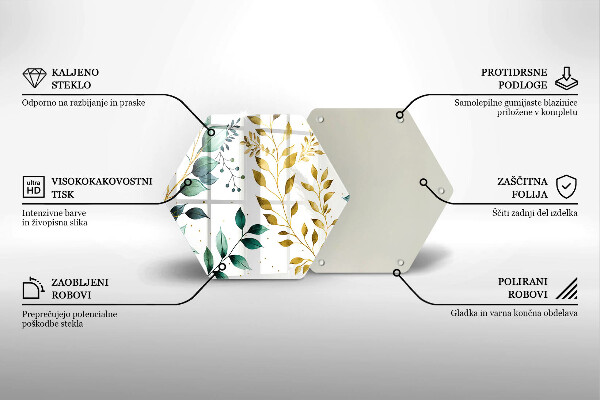 Glas Herdabdeckplatte Grüne und goldene Blätter