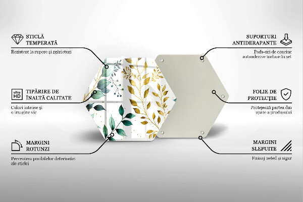 Glas Herdabdeckplatte Grüne und goldene Blätter