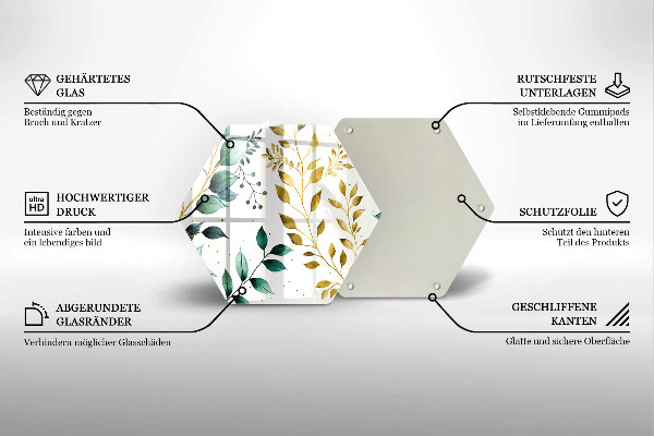 Glas Herdabdeckplatte Grüne und goldene Blätter