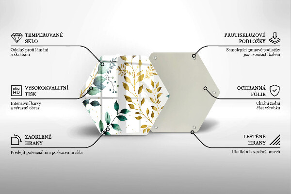 Glas Herdabdeckplatte Grüne und goldene Blätter