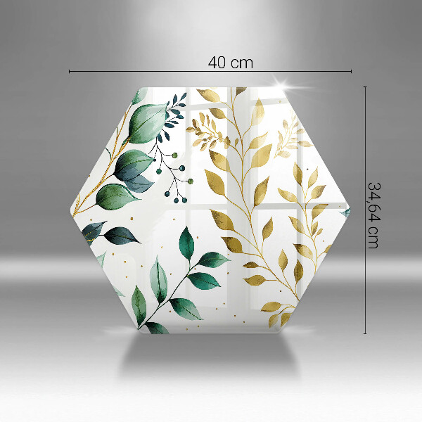 Glas Herdabdeckplatte Grüne und goldene Blätter