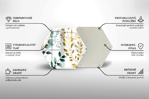 Glas Herdabdeckplatte Grüne und goldene Blätter