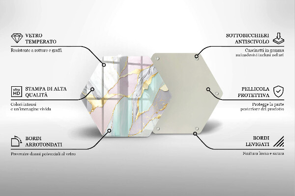 Glas Herdabdeckplatte Pastellmarmor
