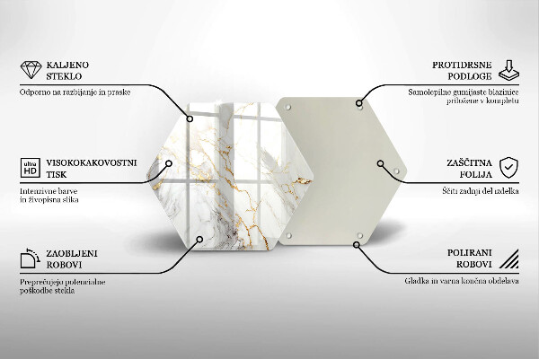 Glas Herdabdeckplatte Heller Marmor mit Gold