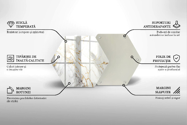 Glas Herdabdeckplatte Heller Marmor mit Gold