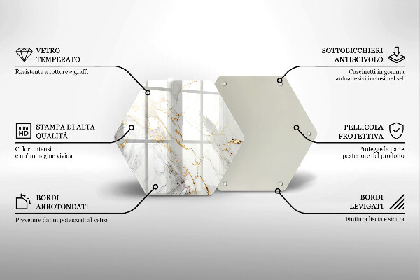 Glas Herdabdeckplatte Heller Marmor mit Gold