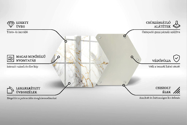 Glas Herdabdeckplatte Heller Marmor mit Gold