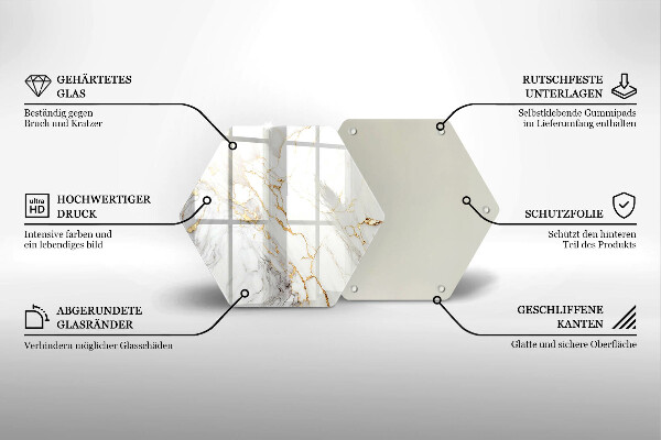 Glas Herdabdeckplatte Heller Marmor mit Gold
