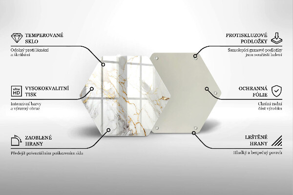 Glas Herdabdeckplatte Heller Marmor mit Gold