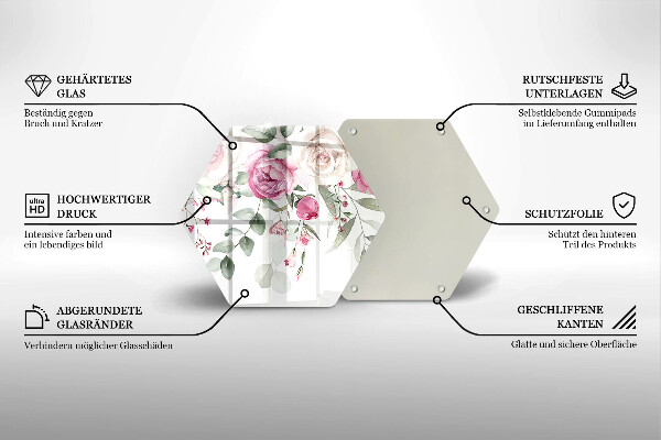 Glas Herdabdeckplatte Aquarellrosen