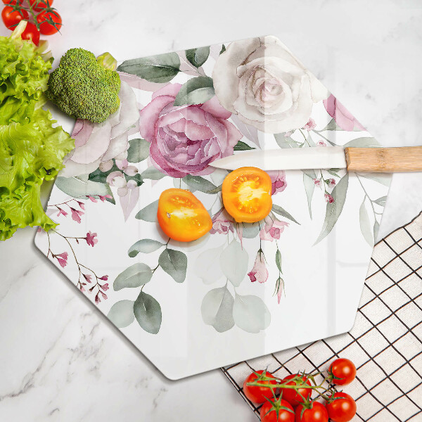 Glas Herdabdeckplatte Aquarellrosen