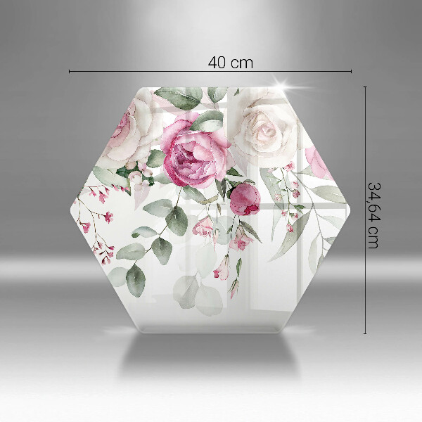 Glas Herdabdeckplatte Aquarellrosen