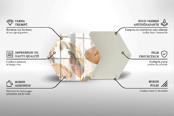 Glas Herdabdeckplatte Boho-Federn und Blätter