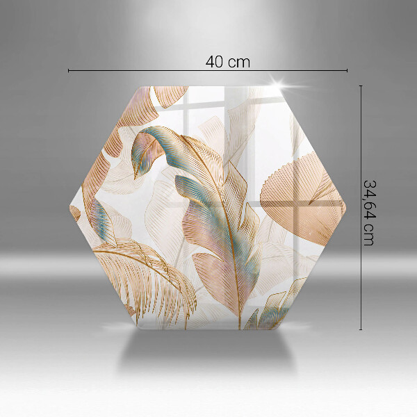 Glas Herdabdeckplatte Boho-Federn und Blätter