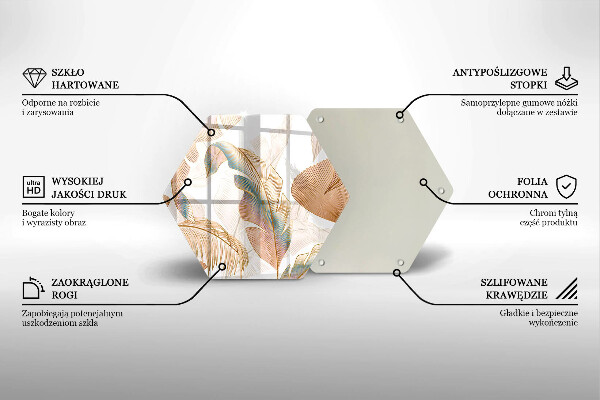 Glas Herdabdeckplatte Boho-Federn und Blätter