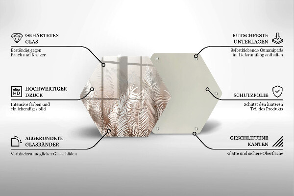 Glas Herdabdeckplatte Boho-Vegetationsblätter