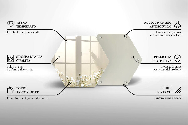 Glas Herdabdeckplatte Gips-Boho-Blumen