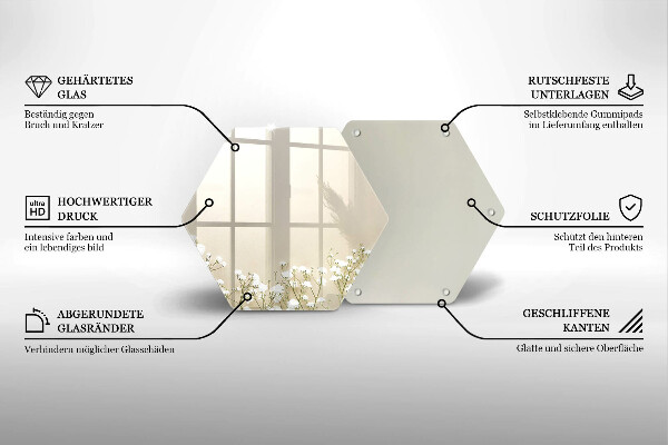 Glas Herdabdeckplatte Gips-Boho-Blumen