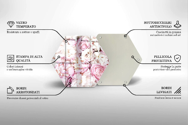 Glas Herdabdeckplatte Pfingstrosenstrauß