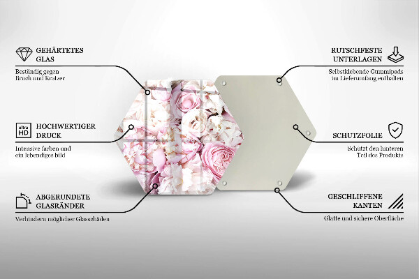 Glas Herdabdeckplatte Pfingstrosenstrauß