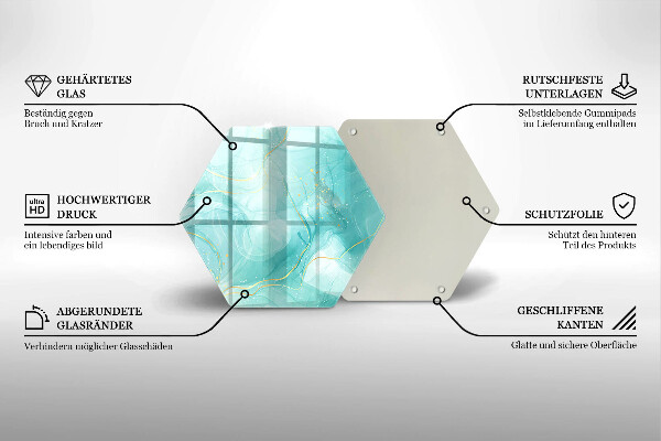 Glas Herdabdeckplatte Blaue und goldene Abstraktion