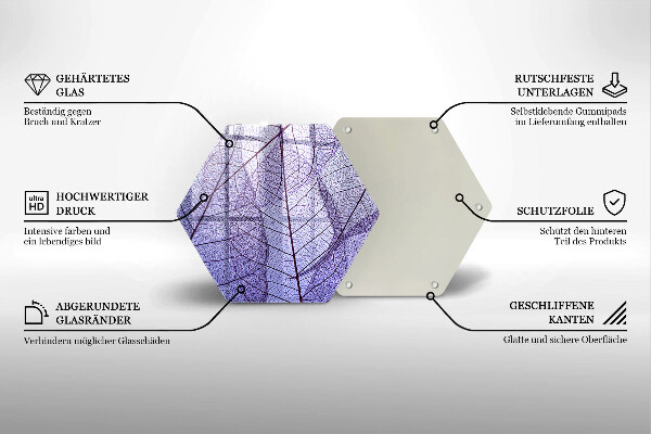 Glas Herdabdeckplatte Blätter mit Adern