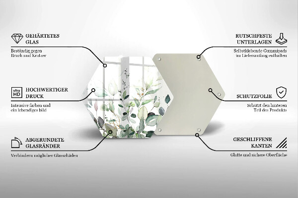 Glas Herdabdeckplatte Aquarellpflanzen