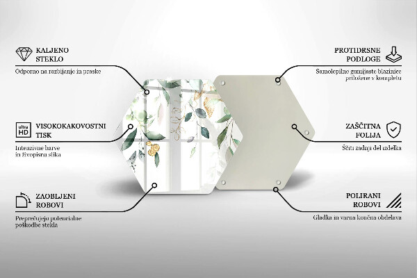 Glas Herdabdeckplatte Aquarellblätter