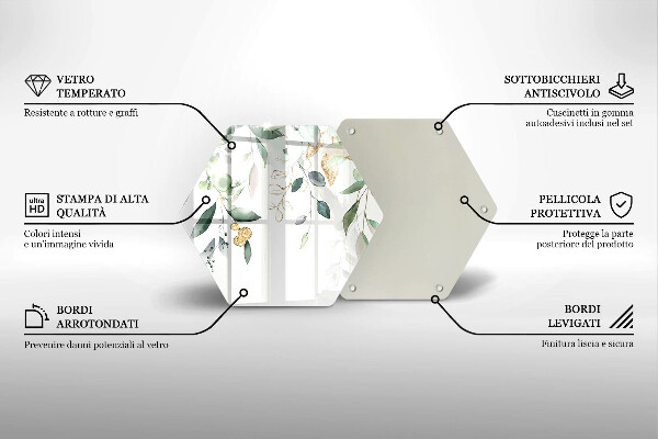 Glas Herdabdeckplatte Aquarellblätter