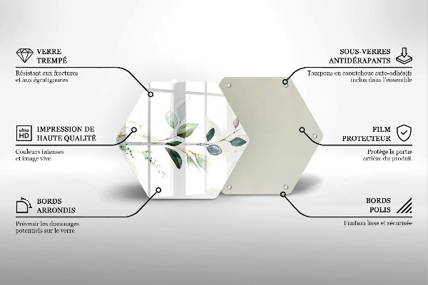 Glas Herdabdeckplatte Aquarellblätter