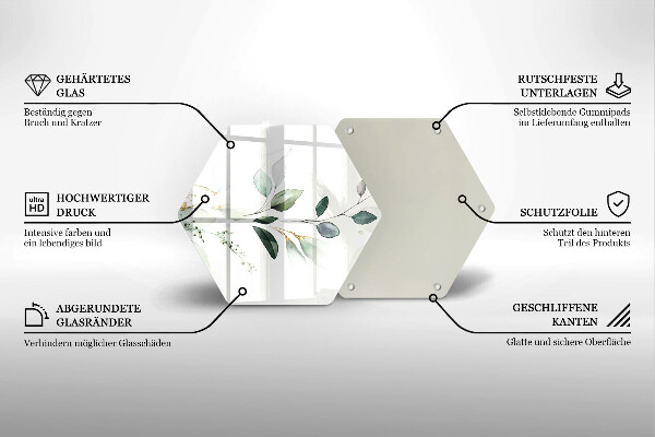Glas Herdabdeckplatte Aquarellblätter