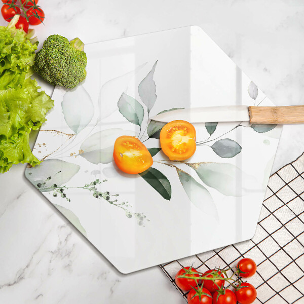 Glas Herdabdeckplatte Aquarellblätter