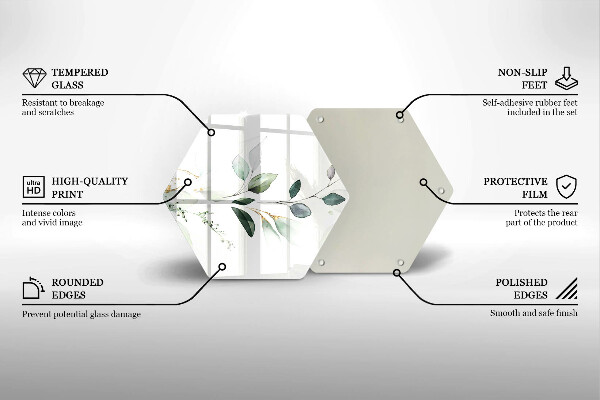 Glas Herdabdeckplatte Aquarellblätter