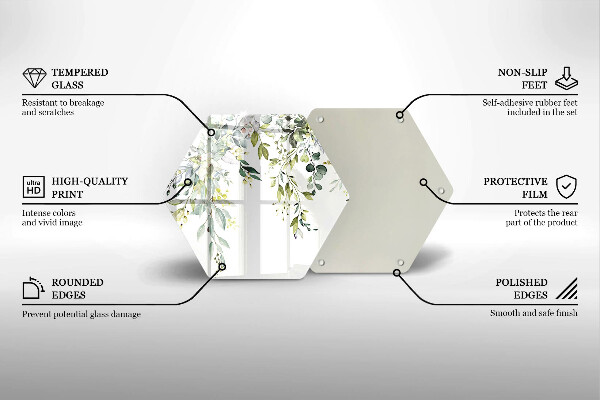 Glas Herdabdeckplatte Dekorative Blätter und Blüten