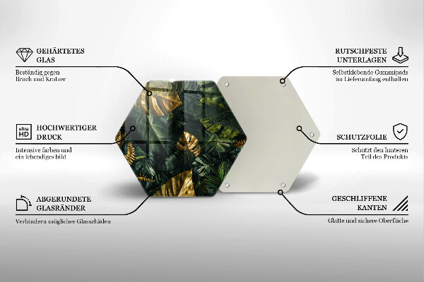 Glas Ceranfeldabdeckung Goldene Monstera-Blätter