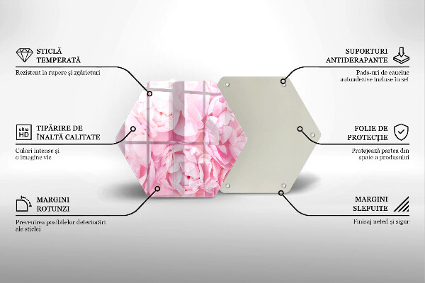 Glas Herdabdeckplatte Zarte Pfingstrosen