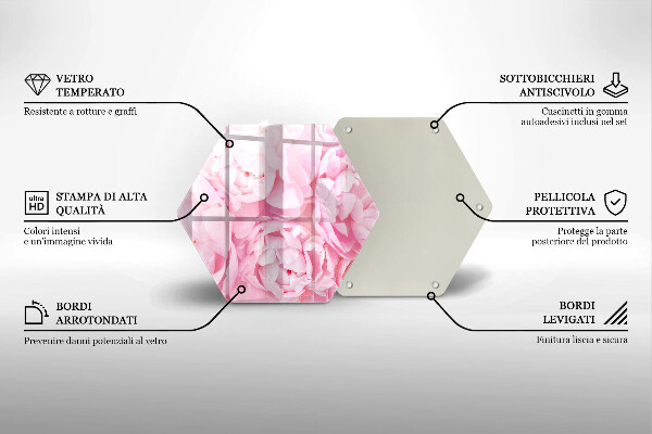 Glas Herdabdeckplatte Zarte Pfingstrosen