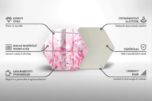 Glas Herdabdeckplatte Zarte Pfingstrosen