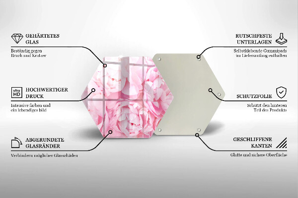 Glas Herdabdeckplatte Zarte Pfingstrosen