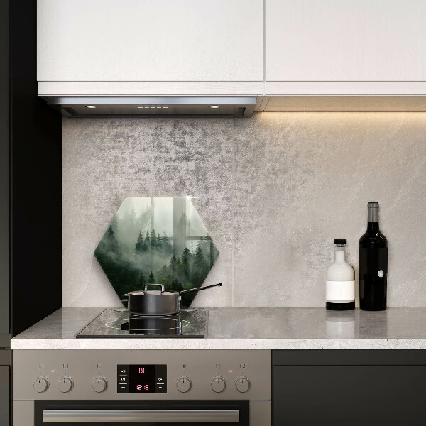 Glas Herdabdeckplatte Nebelige Waldlandschaft