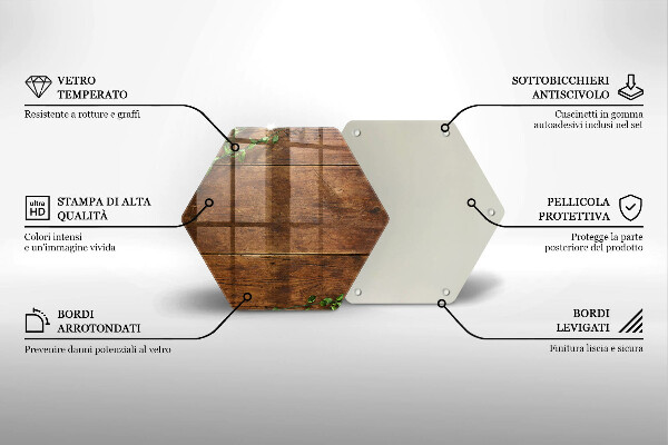 Glas Herdabdeckplatte Holzbretter und Blätter