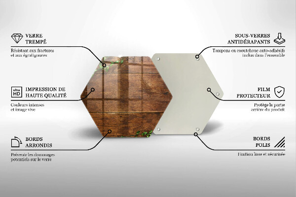 Glas Herdabdeckplatte Holzbretter und Blätter