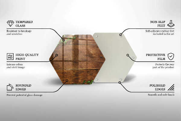 Glas Herdabdeckplatte Holzbretter und Blätter