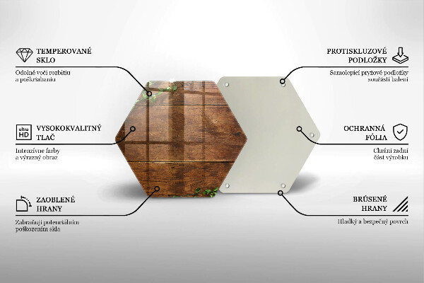 Glas Herdabdeckplatte Holzbretter und Blätter