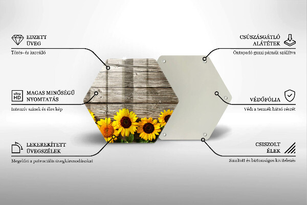 Glas Herdabdeckplatte Sonnenblumen auf Brettern