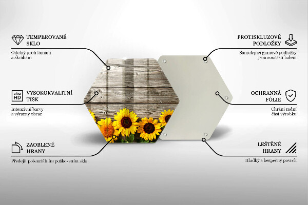 Glas Herdabdeckplatte Sonnenblumen auf Brettern