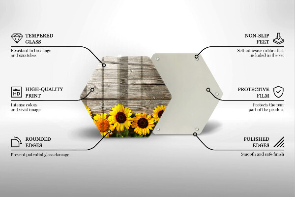 Glas Herdabdeckplatte Sonnenblumen auf Brettern